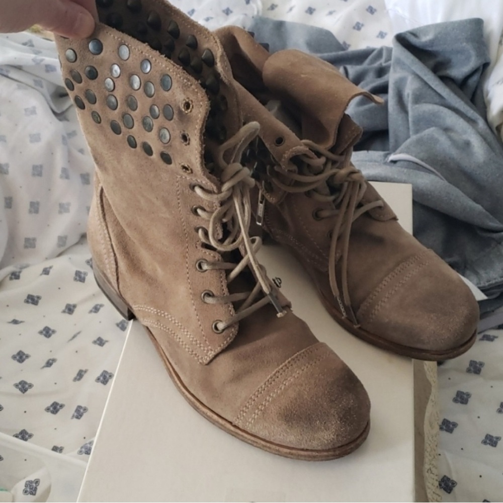 EUC All Saints Suede Stud Military Boots - Sz 38